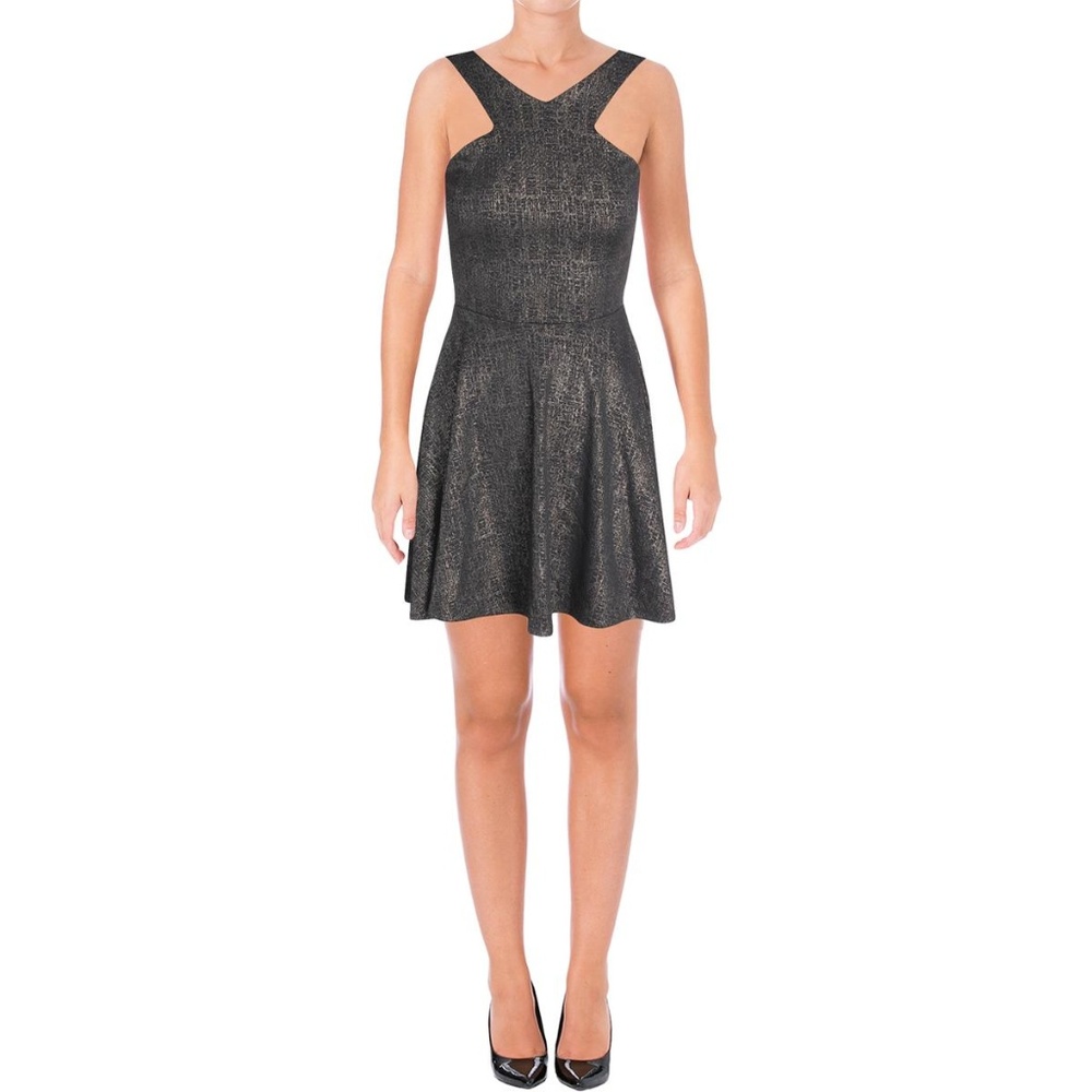 NWT Aqua Metallic Halter Dress